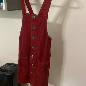 Red/Orange Corduroy Front Button Dress